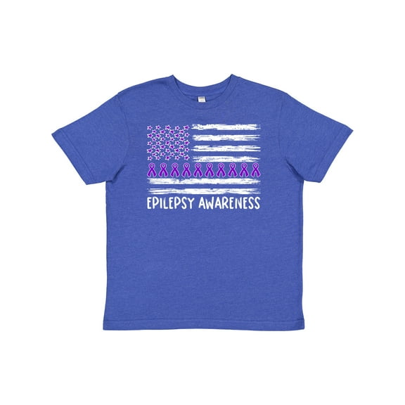Inktastic Epilepsy Awareness Purple Ribbons and Flag Youth T-Shirt