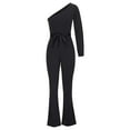 thumbnail image 4 of aidice Rompers for Women Dressy off Shoulder Belt Slim Fitting Long Sleeve Comfy Flare Pants Jumpsuits, 4 of 6