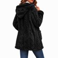 thumbnail image 2 of Fleece Jacket for Women Hooded Sherpa Jacket Button Down Cable Knit Long Sleeve Fall Winter Warm Coat with Pockets, 2 of 7