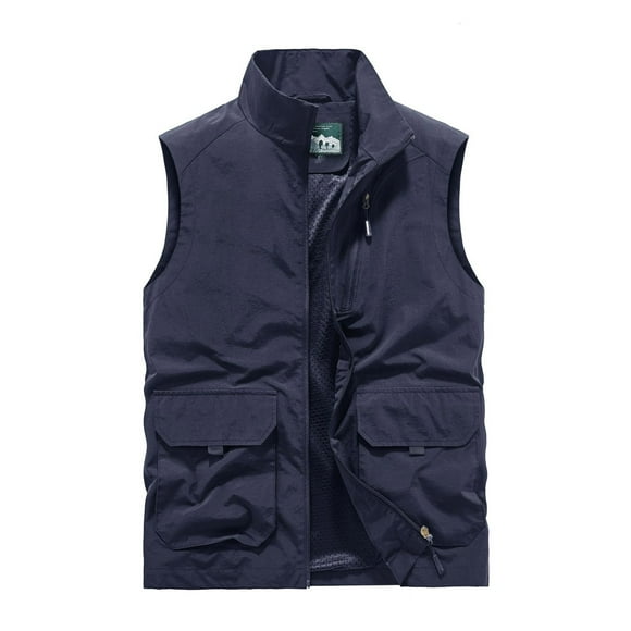 Virmaxy Mens Fishing Vest Outdoor Photography Mountaineering Hunting Travel Multifunctional Vest Quick Dry Multi-Pocket Large Capacity Jacket