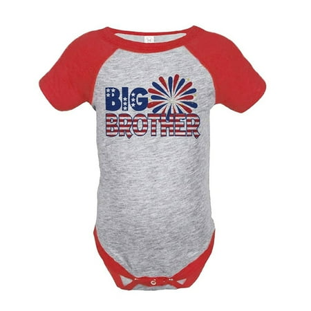 

Custom Party Shop Big Brother 4th of July Raglan OnepieceRed