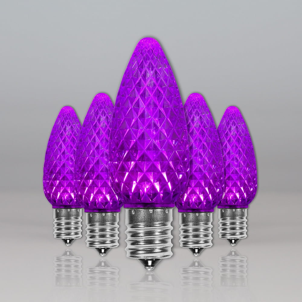 OptiCore C9 Shatterproof Purple LED Christmas Lights Replacement Bulbs