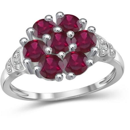 JewelersClub 2.31 Carat T.G.W. Ruby Gemstone And White Diamond Accent Sterling Silver Ring