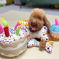 thumbnail image 3 of Injueey Juguete para perro chillón, pastel relleno, juguete de peluche para juguete interactivo, celebración con estilo, pastel de Kits de decoración para fiestas Marrón, tipo 1 8.5 pulgadas, 3 of 6