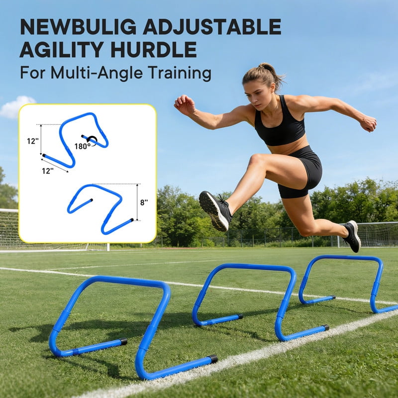 Gianna Agility Ladder Training Set with Speed Parachute, Hurdles, Cones, Jump Rope, Soccer Football Speed & Coordination Equipment, Blue