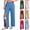 Blue, variant on Womens Tear Away Pants Side Split Easy Full Open Post Surgery Breakaway Lounge Casual Loose Fit Recovery Hip Knee Ankle Magic Tape Long Pants with Pockets Blue L