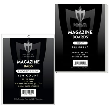 100 Max Pro Magazine 2-Mil Archival Poly Bags   100 Acid Free Backer Boards
