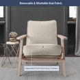 thumbnail image 3 of BELLEZE Maximus Accent Chair Wood Frame Linen Arm Chair, Beige, 3 of 7