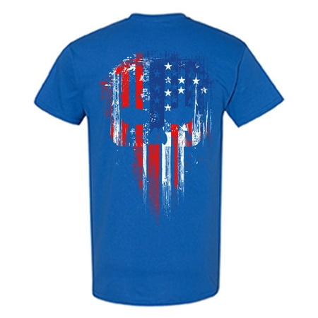 Awkward Styles Sniper Skull Back Print T Shirt for Him Patriotic Shirts for Men American Flag Shirts USA Lovers Gifts Military American Flag American Reaper Men's T Shirt Skeleton Shirts for Men