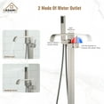 thumbnail image 3 of CASAINC Brushed Nickel Single-Handle Floor-Mounted Bathtub Faucet High Flow Bathroom Tub Filler with Hand Shower, 3 of 10