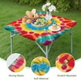 thumbnail image 4 of Colorful Tie Dye Flower Pattern Square Fitted Tablecloth with Elastic Edge,Square Table Cover,Washable Elastic Table Cover for Home Kitchen Party Decor 34"x34", 4 of 6