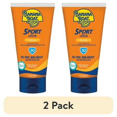(2 pack) Banana Boat Sport Ultra SPF 30 Face Sunscreen Lotion, Travel Size 3oz