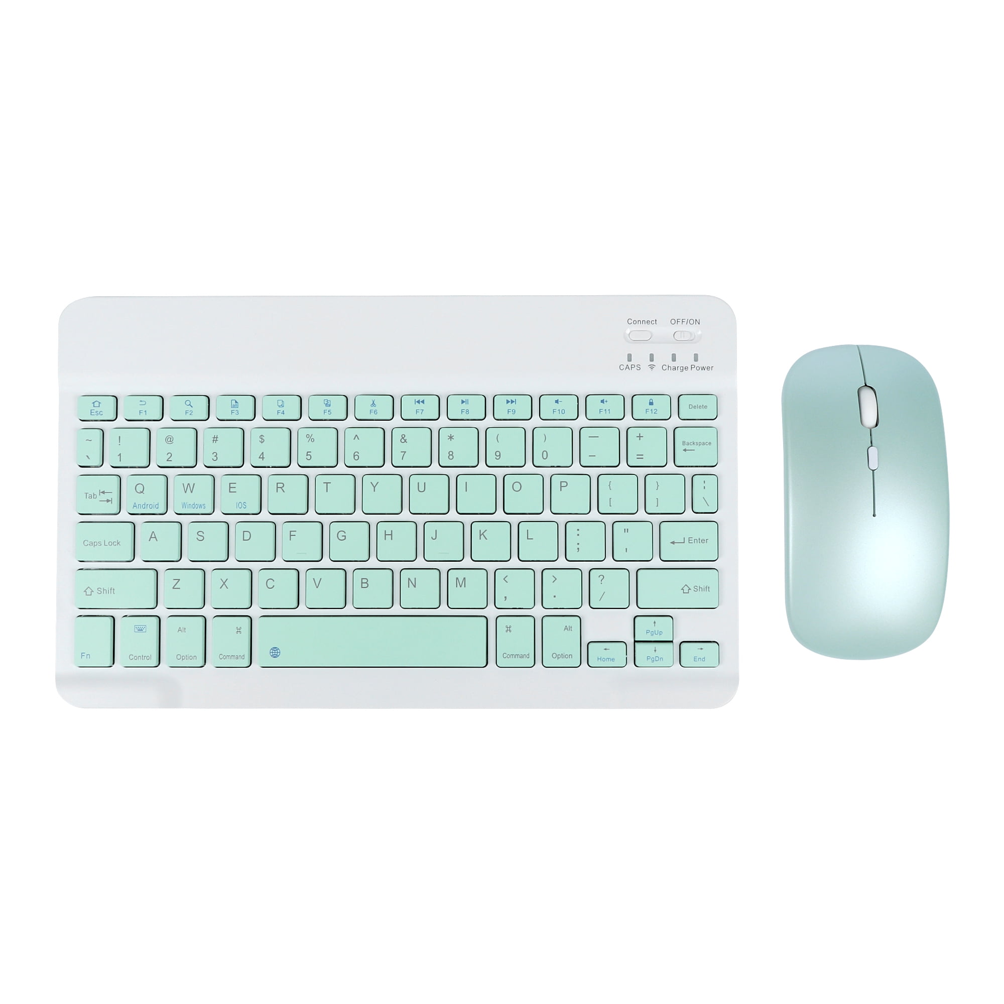 PloutoRich 10 inch Wireless Keyboard and Mouse Combos, Mini Ultra-Slim 78 Keys Tablet Keyboard, Portable Rechargeable Bluetooth Keyboard for Mac Windows Devices