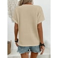thumbnail image 2 of Womens Casual Solid Notch Neck Batwing Sleeve T-Shirt Summer Blouse For Women, 2 of 5