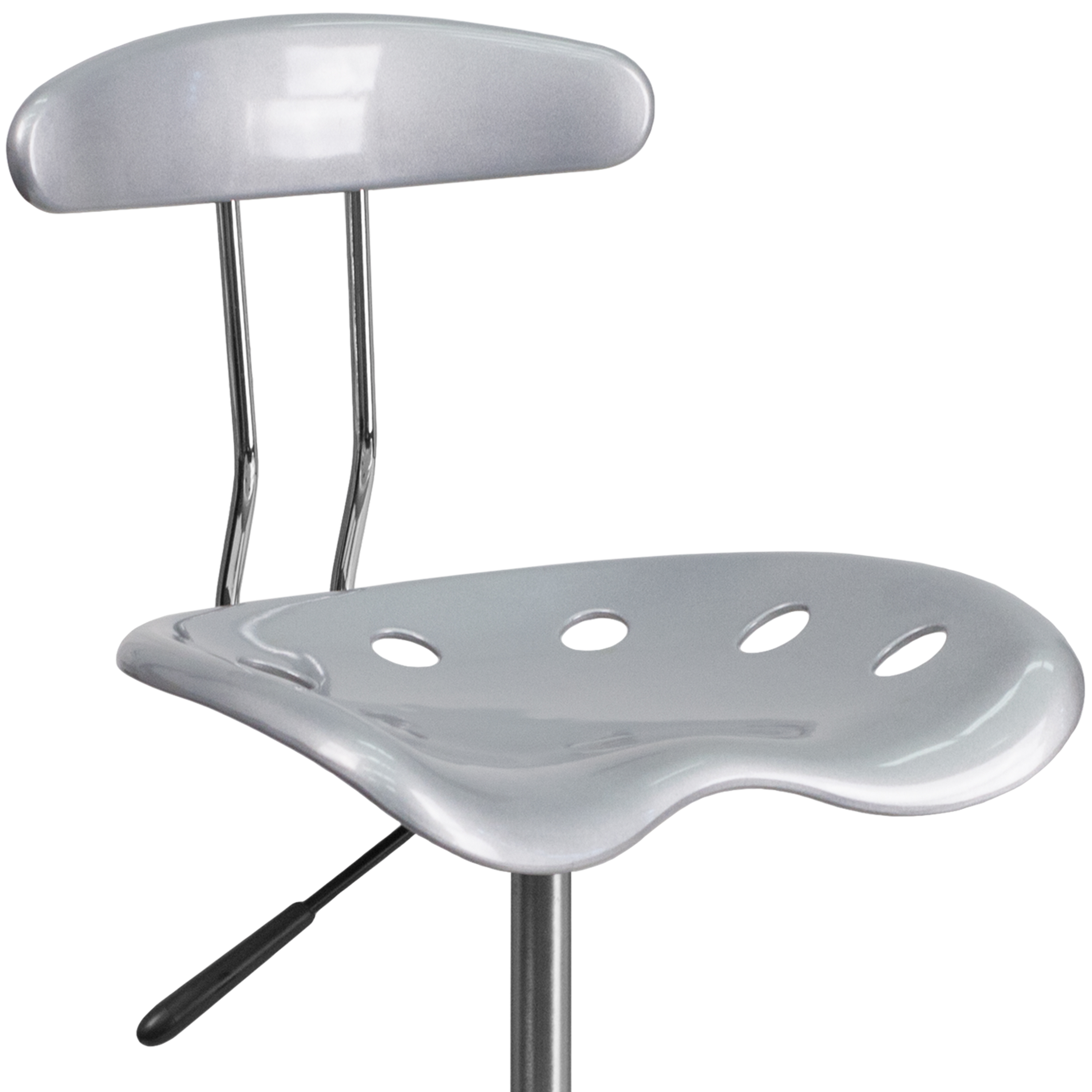 Flash Furniture Vibrant Silver and Chrome Drafting Stool with Tractor Seat 