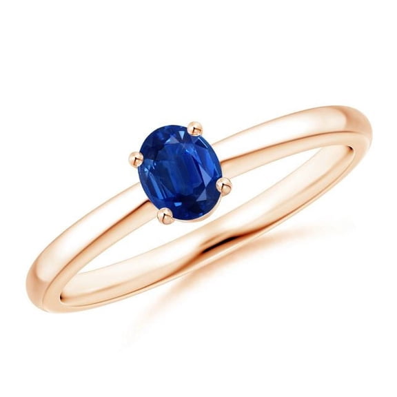 Oval Shape Blue Sapphire Cocktail Band Ring Women 925 Sterling Silver Rose Gold Plated September Birthstone Mothers Day Women Gift Gemstone Jewelry