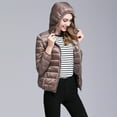 thumbnail image 4 of Ikevan Women Light Outerwear Solid Hooded Zippers Pocket Coat Down Jackets, 4 of 6