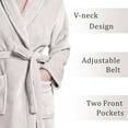 thumbnail image 4 of Enwphrey Beige Women Robe Soft Cozy Warm Bathrobe Ladies Long Fleece Plush Comfy Spa Housecoat Lightweight Robe for Women (2XL-3XL, Light Beige), 4 of 9
