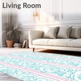 thumbnail image 2 of ODIKA 4'x6' Machine Washable Non-Slip Area Rug, Cane Stripe Swirl Festive Peppermint Floor Design High Traffic Rug, Pink, 626366, 2 of 7
