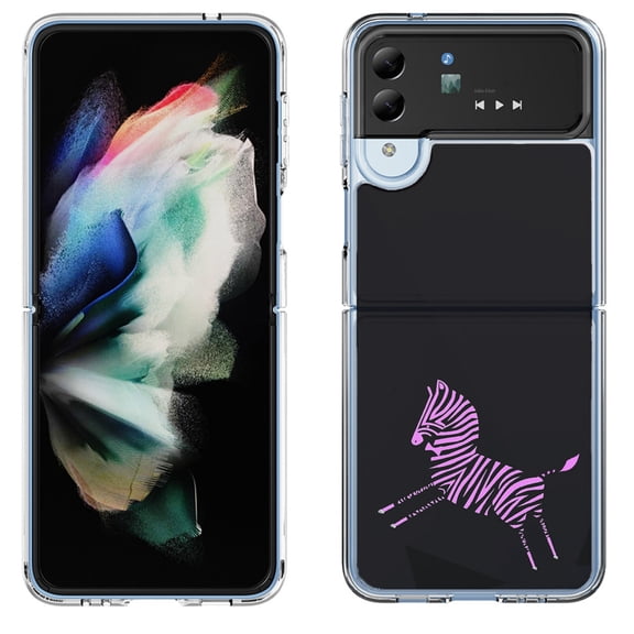 Shockproof Bumper Phone Case for Samsung Galaxy Z Flip 4 5G, by OneToughShield ® - Zebra Running