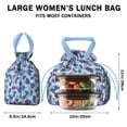 thumbnail image 5 of White and Blue Of Animal Print Drawstring Lunch Bag Women - Drawstring Lunch Bag Insulated for Work Office - Stain-Resistant Large Lunchbags for Women with Multi-Pockets, 5 of 6