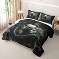 thumbnail image 3 of Erosebridal Spooky Skeleton Lover Twin Quilt Set, Boho Grey Rose Twin Coverlet Set for Boys Girls, Black Grey White, 2pcs 1 Bedspread and 1 Pillowcase, 3 of 7