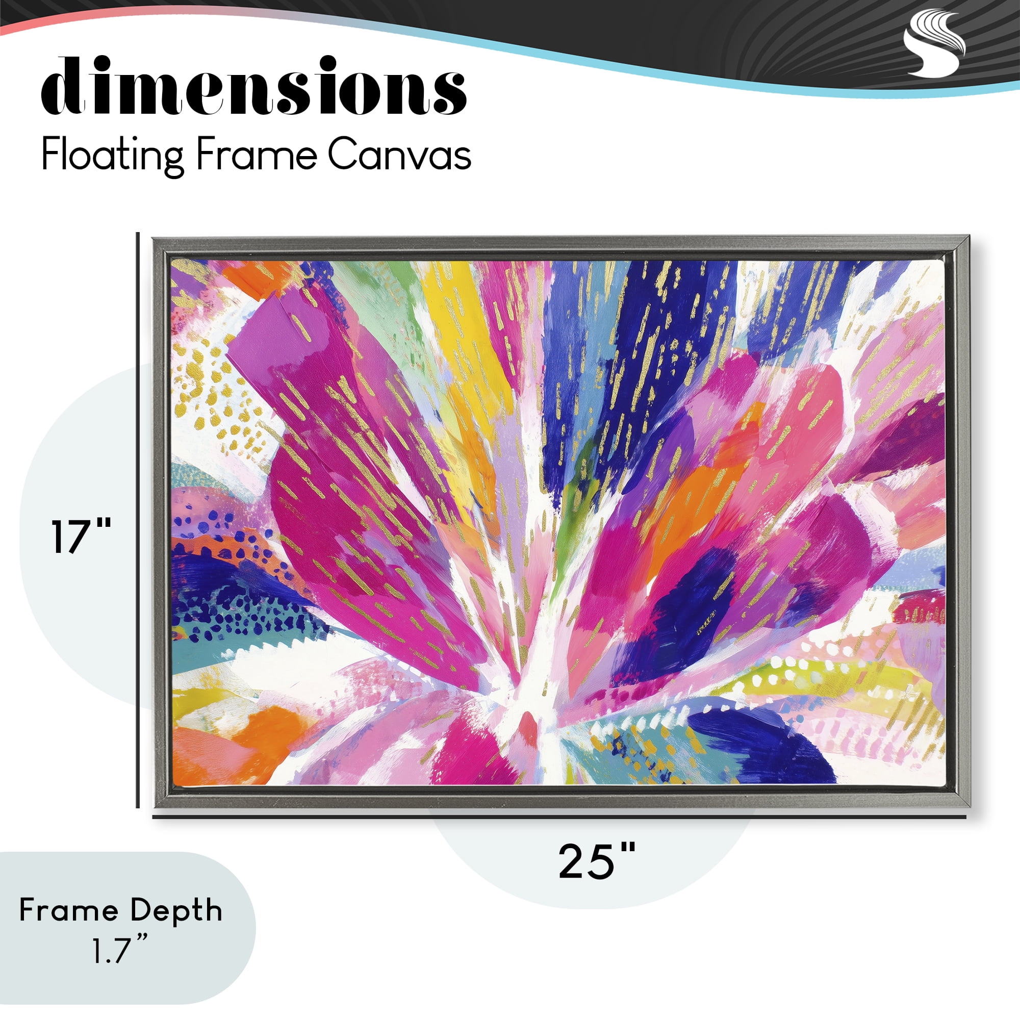 Stupell Industries Flower Burst in Vibrant Tones Gray Framed Floater Canvas Wall Art, design by Chromatic Storm Studio