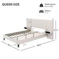 thumbnail image 5 of Miekor Furniture Queen Size Platform Bed With Headboard, Modern Velvet Upholstered Platform Bed With 2 Nightstands, With Diamond Tufted, Beige 0226W, 5 of 5
