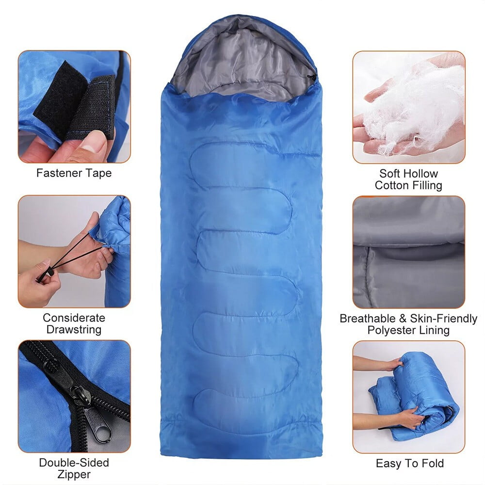 Camping Sleeping Bag Outdoor Envelope Waterproof Ultralight Warm Adult Hiking US