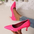 thumbnail image 4 of Women's Mid Kitten Heel Pumps Classic Fashion Dress Pumps Simple Heeled Shoes for office Work Size 36-43 Hot Pink, 4 of 5