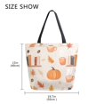 thumbnail image 5 of FORMRS Womens Canvas Tote Bag with Zipper Inner Pocket Shoulder Handbag, Beige Fall Acorns Pattern, 5 of 7