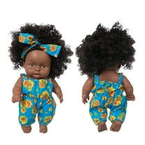 8-in Curly Hair Black Vinyl Doll Toy, Cute Doll, Soft Vinyl Baby Toy , Realistic Doll Figurine, 7.86*5.9in/20*15Cm, B