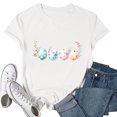 thumbnail image 2 of Tops de Cuello Alto para las Mujeres Pascua Impresa Camiseta Cuello Redondo de Manga Corta, Poliéster Spandex, 2 of 6