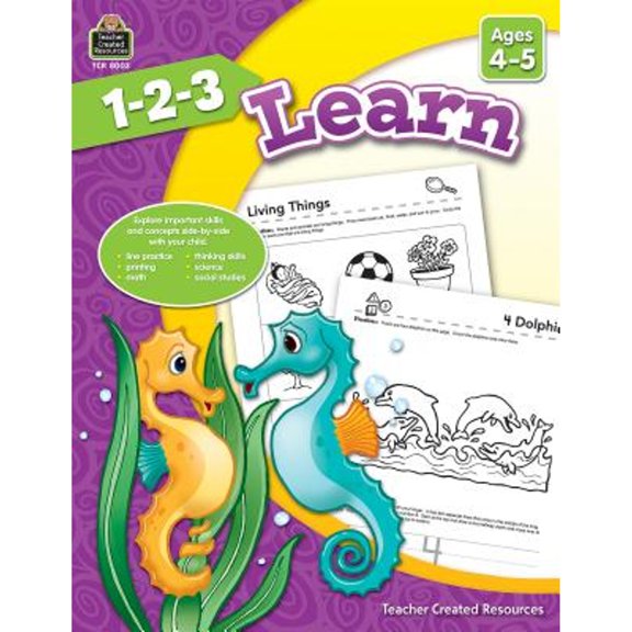 Pre-Owned 1-2-3 Learn Ages 4-5 (Paperback) by Mara Guckian