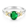 thumbnail image 4 of Gem Stone King 10K Yellow Gold and 925 Sterling Silver Green Nano Emerald and Lab Grown Diamond Engagement Ring for Women | 0.83 Cttw | Oval 8X6MM | Size 5-9, 4 of 6