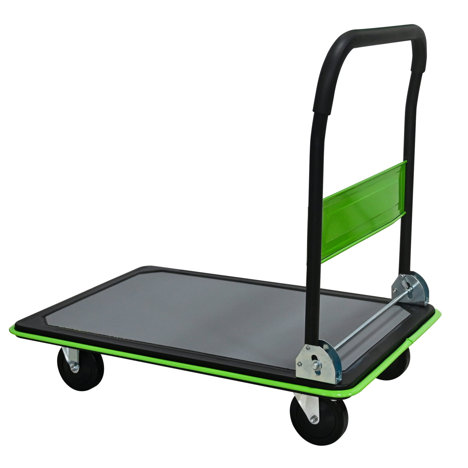 Foldable Flatbed Cart, 660LBS Heavy Duty Capacity Platform Hand Truck with 360 Degree Swivel Wheels, Foldable Push Hand Cart for Loading, Storage, Warehouse, Green