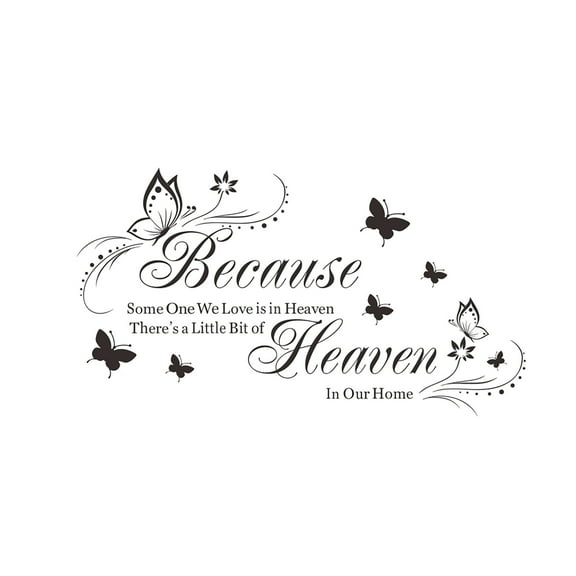 BINGLI Wall Decals Inspirational Wall Saying Because Someone We Love is in Heaven Vinyl Wall Decor Peel and Stick Lettering Words Memory Wall Art Sign Wall Sticker for Living Room Bedroom Home Decor