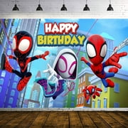5x3FT Spidey and His Amazing Friends Backdrop, Cartoon Superhero Spiderman Themed Photography Backdrops for Girl Kids