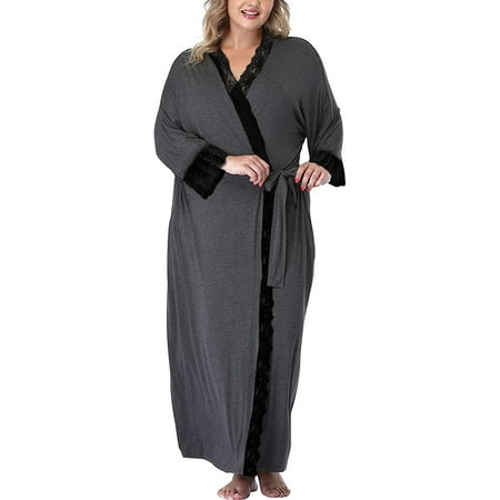 

Saodimallsu Womens Plus Size Robes Long Lightweight Knit Bathrobe Sleepwear