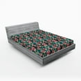 thumbnail image 2 of Ambesonne Protea Flowers Fitted Sheet, Watercolor Floral, Full Size, Forest Green Dark Coral, 2 of 5