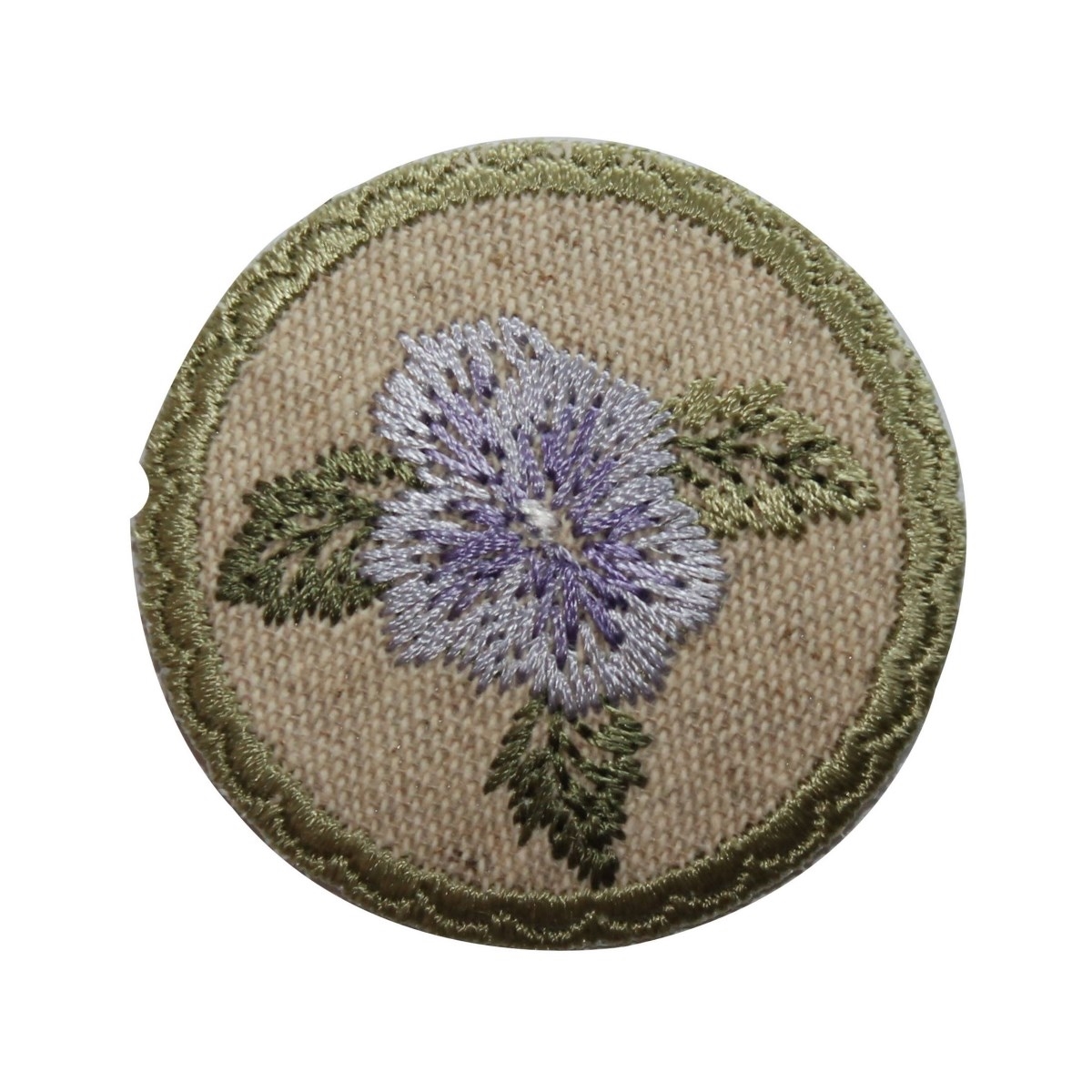 ID 6986 Blue Flower Badge Patch Garden Sign Bloom Embroidered Iron On