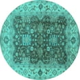 thumbnail image 1 of Ahgly Company Indoor Round Oriental Turquoise Blue Traditional Area Rugs, 5' Round, 1 of 4