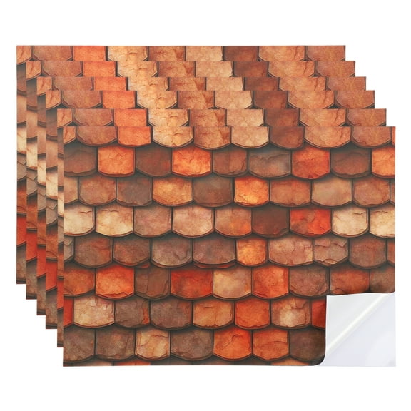 6 Pcs Dollhouse Wallpaper,1:12 Self-Adhesive Roof Shingle(Brown Gray)