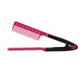 thumbnail image 1 of Peine alisador de cabello con diseño curvo en forma de V, antiencrespamiento, ideal para viajes. Cepillo rosa fucsia., 1 of 5