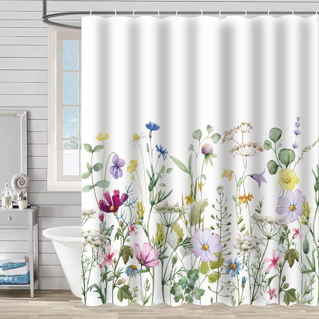 Cortina de baño, cortina de ducha de plantas verdes, impermeable y a prueba de moho, impresión digital 3D, partición de cortina de baño de bosque, no requiere perforación, 3a, 120*180