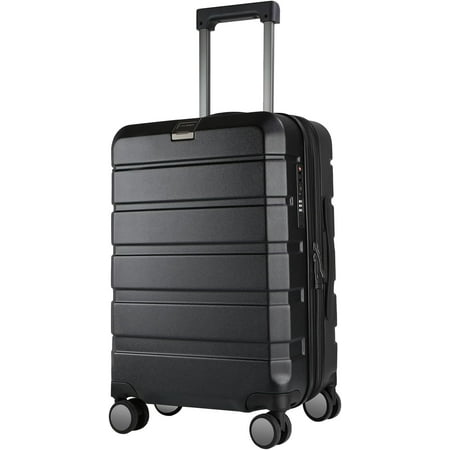 Hardside Expandable Carry On Luggage with Spinner Wheels & Built-in TSA Lock, Durable Suitcase Rolling Luggage with USB Port, Carry-On 20-Inch, Black