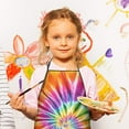thumbnail image 2 of Colorful Rainbow Tie Dye Spiral Pattern Kids Aprons for Girls and Boys,Adjustable Neck Strap Toddler Aprons for Kids Cooking Baking, 2 of 6