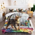 thumbnail image 5 of Cartoon Kawaii Cat Comforter Set Twin Size 3D Animals Flower Toddler Bedding Set Cat Lovers Animal Bubble Design Quilt Bed Set for Girls Kids Teens Cat Lovers Animal Decor Bedroom, 5 of 6