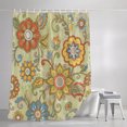 thumbnail image 3 of Yellow Green Boho Floral Shower Curtains for Bathroom, Retro Rustic Abstract Flowers Waterproof Fabric Shower Curtain, Decorative Bathroom Curtain for Bathtub, 66"x72" , No Hooks Included, 3 of 9
