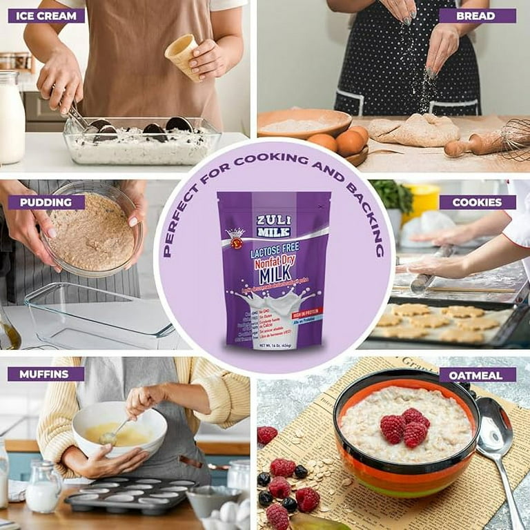 Zuli Milk Nonfat Dry Milk Powder 16oz Lactose-Free, Rich in